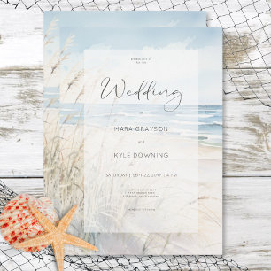 Invitation Mariage de plage à l'aquarelle moderne au bord de