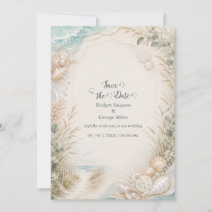 Invitation Mariage de plage à l'aquarelle romantique sur la c