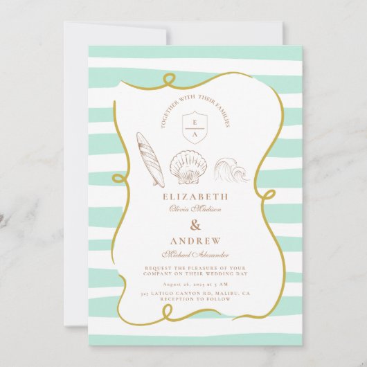 Invitation Mariage de plage à répartition (Devant)