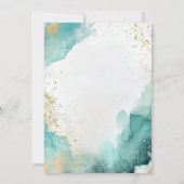 Invitation Mariage de plage abstrait sarcelle et or moderne (Dos)