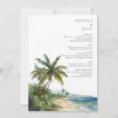 Invitation Mariage de plage aquarelle moderne tout en un (Dos)