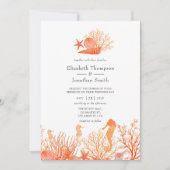 Invitation Mariage de plage au corail vivant à l'aquarelle (Devant)