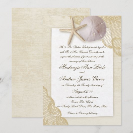 Invitation Mariage de plage au trésor (Devant / Derrière)