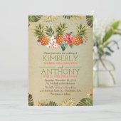 Invitation mariage de plage aux ananas tropicaux (Debout devant)