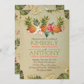Invitation mariage de plage aux ananas tropicaux (Devant / Derrière)