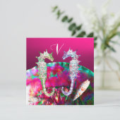 Invitation MARIAGE DE PLAGE AUX HIPpocampes, Rose noir (Debout devant)