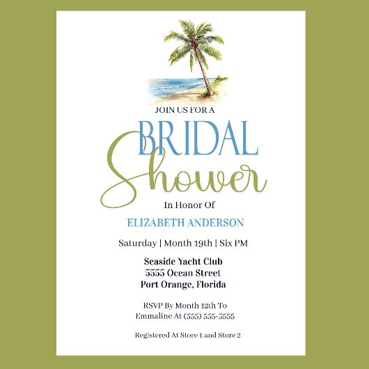 Invitation Mariage de plage aux palmiers