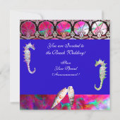 Invitation MARIAGE DE PLAGE AVEC HIPPOcampes MONOGRAMME, rose (Dos)