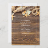 Invitation Mariage de plage avec QR Code RSVP rustique (Devant)