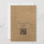 Invitation Mariage de plage avec QR Code RSVP rustique (Dos)