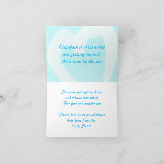 Invitation Mariage de plage bleu d'Hawaï Martini (Intérieur)