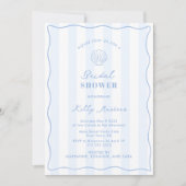 Invitation Mariage de plage bleu et blanc (Devant)