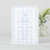 Invitation Mariage de plage bleu et blanc (Debout devant)