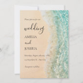 Invitation Mariage de plage bleu été sable blanc (Devant)