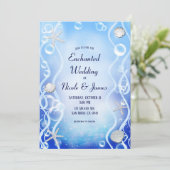 Invitation Mariage de plage bleu magique sous la mer fondu (Debout devant)