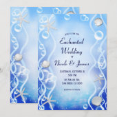 Invitation Mariage de plage bleu magique sous la mer fondu (Devant / Derrière)