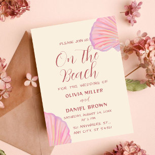 Invitation Mariage de plage coquillage rose romantique