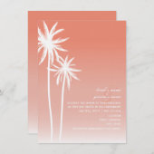 Invitation Mariage de plage Coral Ombré Palm Trees (Devant / Derrière)