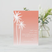 Invitation Mariage de plage Coral Ombré Palm Trees (Debout devant)