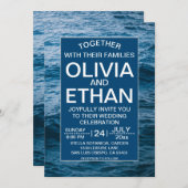Invitation Mariage de plage côtier bleu marine élégant (Devant / Derrière)