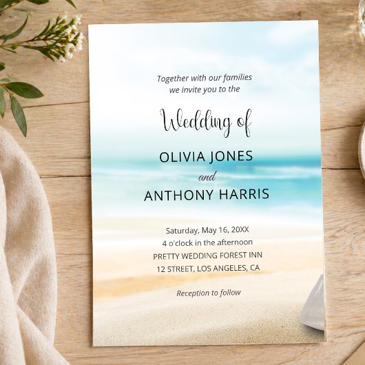 Invitation Mariage de plage côtier élégant