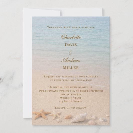 Invitation Mariage de plage côtière (Devant)