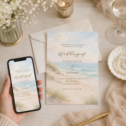 Invitation Mariage de plage côtière