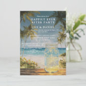 Invitation Mariage de plage dans un pot Mason pour la récepti (Debout devant)
