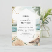 Invitation Mariage de plage d'aquarelle côtière (Debout devant)