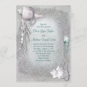 Invitation Mariage de plage de coquillages de plage