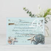 Invitation Mariage de plage de coquillages romantiques (Debout devant)