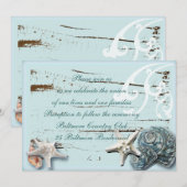 Invitation Mariage de plage de coquillages romantiques (Devant / Derrière)