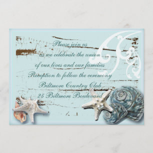 Invitation Mariage de plage de coquillages romantiques