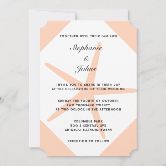 Invitation Mariage de plage de corail tropical de poisson-Sta (Devant)