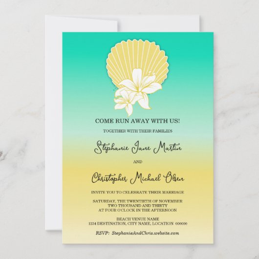 Invitation Mariage de plage de destination (Devant)