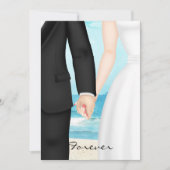 Invitation Mariage de plage de destination avec mariée et fil (Devant)