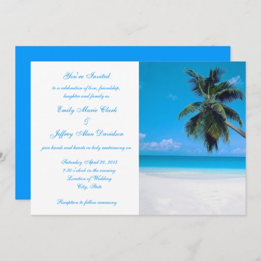 Invitation Mariage de plage de destination d'invitation (Devant / Derrière)
