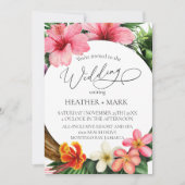 Invitation Mariage de plage de fleurs tropicales (Devant)