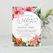 Invitation Mariage de plage de fleurs tropicales (Debout devant)