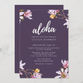 Invitation Mariage de plage de fleurs tropicales Aloha Hawaï (Devant / Derrière)