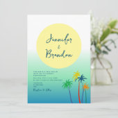 Invitation Mariage de plage de palmiers tropicaux (Debout devant)