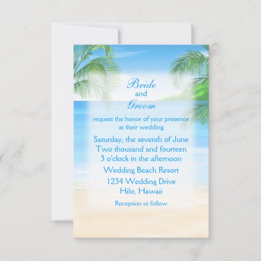 Invitation Mariage de plage de rêve (Devant)