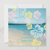 Invitation Mariage de plage de sable/d'hibiscus (Devant)