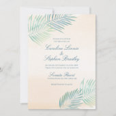 Invitation Mariage de plage de sable et de palmiers (Devant)