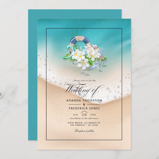 Invitation Mariage de plage d'été (Devant / Derrière)