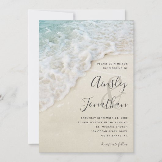 Invitation Mariage de plage d'été côtier moderne (Devant)