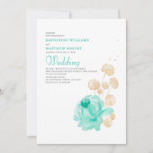 Invitation Mariage de plage d'été sarcelle clair et beige (Devant)