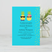 Invitation Mariage de plage d'été turquoise et jaune tropical (Debout devant)