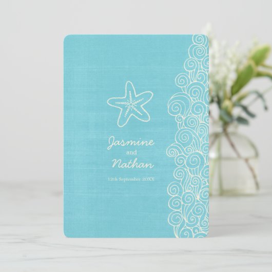 Invitation Mariage de plage d'ivoire de mer de Starfish (Debout devant)