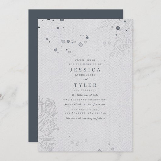 Invitation Mariage de plage élégant (Devant / Derrière)